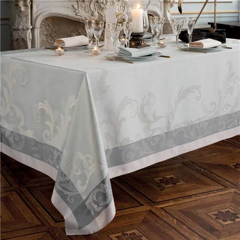 Garnier-Thiebaut - Acanto Platine Tablecloth 155x155cm 1 Garnier-Thiebaut - Acanto Platine Tablecloth 155x155cm