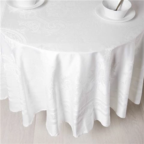 Garnier-Thiebaut - Beauregard White Tablecloth Round 195cm 1 Garnier-Thiebaut - Beauregard White Tablecloth Round 195cm
