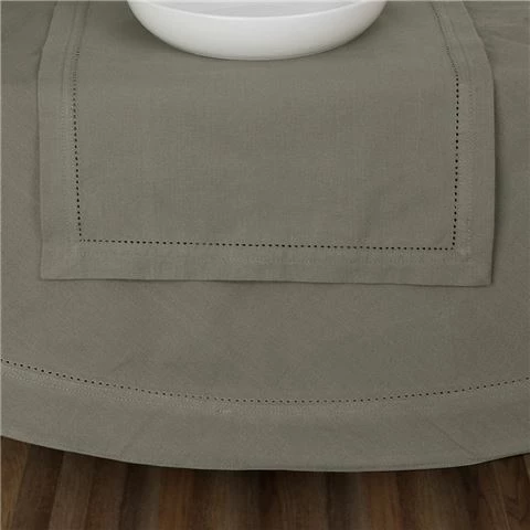 Rans - Hemstitch Round Tablecloth Grey 180cm 1 Rans - Hemstitch Round Tablecloth Grey 180cm