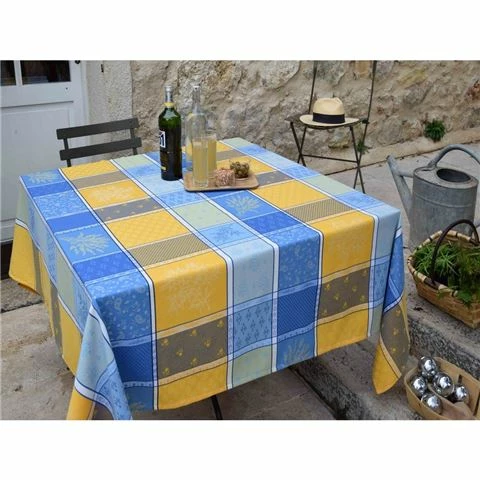 L'Ensoleillade - Valbonne Blue & Yellow Tablecloth 180cm Round 1 L'Ensoleillade - Valbonne Blue & Yellow Tablecloth 180cm Round