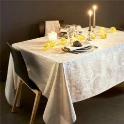 Garnier-Thiebaut - Mille Isaphire Parchment Tablecloth 180cm