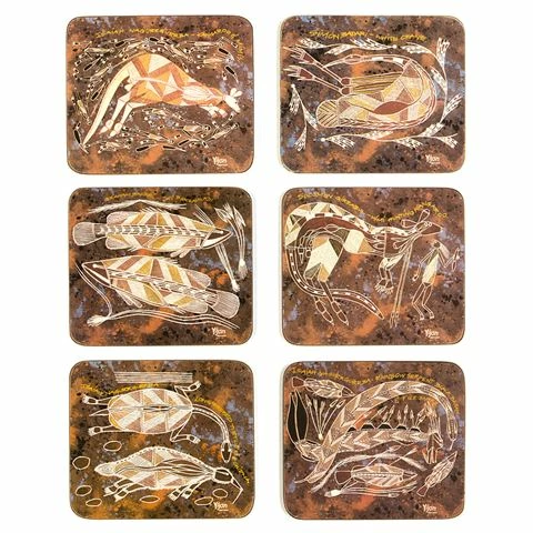 Cinnamon - Injalak Coaster Set 6pce 1 Cinnamon - Injalak Coaster Set 6pce