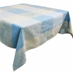Garnier-Thiebaut - Mille Oceans Écume French Jacquard Tablecloth 180x300cm