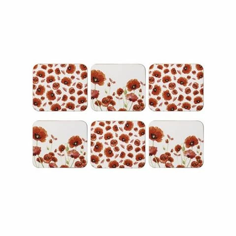 Ashdene - Red Poppies Coaster Set 6pce 1 Ashdene - Red Poppies Coaster Set 6pce