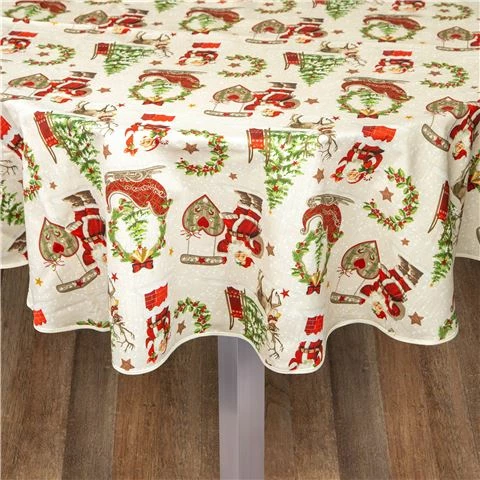 L'Ensoleillade - Santa's Sleigh Cotton Tablecloth 160cm 1 L'Ensoleillade - Santa's Sleigh Cotton Tablecloth 160cm