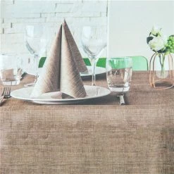BioNap - Tableset Disposable Tablecloth/Napkin Set Lino Brown 11pce
