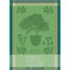 Garnier-Thiebaut - Tea Towel Amandier En Pot Vert 56x77cm