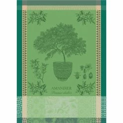 Garnier-Thiebaut - Tea Towel Amandier En Pot Vert 56x77cm