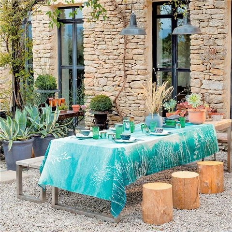 Garnier-Thiebaut - Silhouettes Indigo Tablecloth 155x225cm 1 Garnier-Thiebaut - Silhouettes Indigo Tablecloth 155x225cm