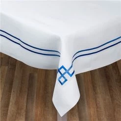 Serenk - Greek Key Linen Tablecloth Blue 155x250cm