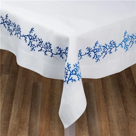 Serenk - Coral Tablecloth White & Blue 155x250cm 1 Serenk - Coral Tablecloth White & Blue 155x250cm