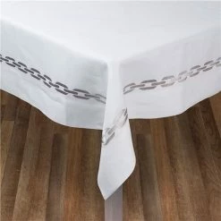 Serenk - Chain Linen Tablecloth Silver 155x250cm