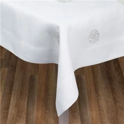Serenk - Sea Urchin White Linen Tablecloth Silver 160x350cm