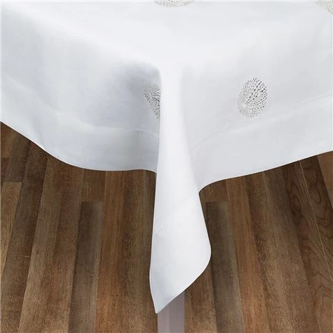Serenk - Sea Urchin White Linen Tablecloth Silver 160x350cm 1 Serenk - Sea Urchin White Linen Tablecloth Silver 160x350cm