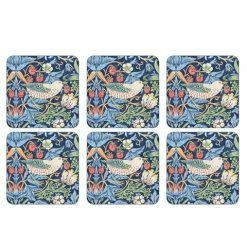 Pimpernel - Strawberry Thief Morris Coaster Blue Set 6pce