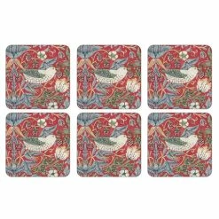 Pimpernel - Strawberry Thief Morris & Coaster Red Set 6pce