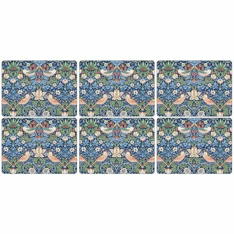 Pimpernel - Strawberry Thief Morris Placemat Blue Set 6pce 1 Pimpernel - Strawberry Thief Morris Placemat Blue Set 6pce