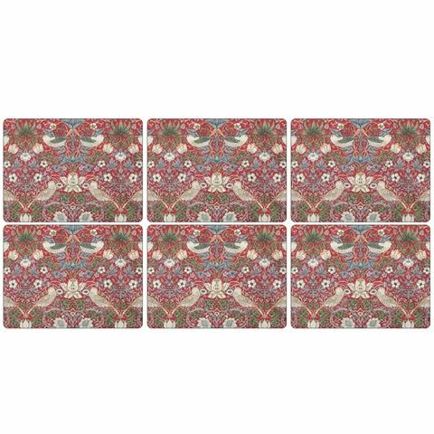 Pimpernel - Strawberry Thief Morris Placemat Red Set 6pce 1 Pimpernel - Strawberry Thief Morris Placemat Red Set 6pce