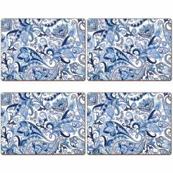 Cala Home - Hardboard Placemat Paisley Blue Set 4pce