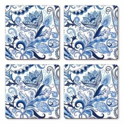 Cala Home - Hardboard Coaster Paisley Blue Set 4pce