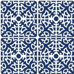 Williamsburg - Hardboard Coaster Parterre Blue Set 4pce