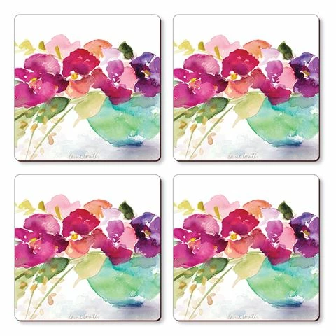 Cala Home - Hardboard Coaster Bowl Of Blooms Set 4pce 1 Cala Home - Hardboard Coaster Bowl Of Blooms Set 4pce