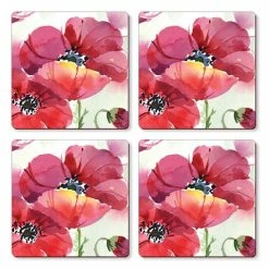 Cala Home - Hardboard Coaster Fresh Poppies Set 4pce
