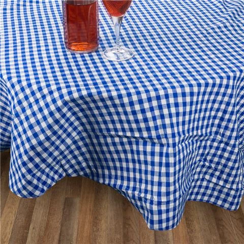 Rans - Gingham Round Tablecloth Blue 180cm 1 Rans - Gingham Round Tablecloth Blue 180cm
