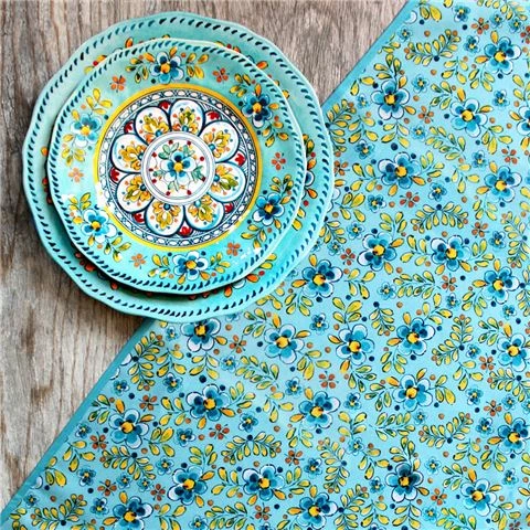 Le Cadeaux - Madrid Rectangle Tablecloth Turquoise 175x304cm 1 Le Cadeaux - Madrid Rectangle Tablecloth Turquoise 175x304cm