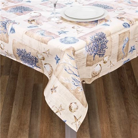 L'Ensoleillade - Shell Blue Tablecloth Coated 200x145cm 1 L'Ensoleillade - Shell Blue Tablecloth Coated 200x145cm