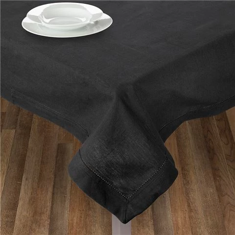 Rans - Hemstitch Tablecloth Black 150x230cm 1 Rans - Hemstitch Tablecloth Black 150x230cm