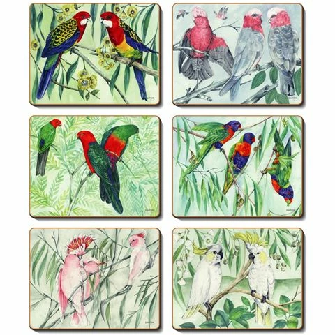Cinnamon - Australian Parrots Placemat Set 6pce 1 Cinnamon - Australian Parrots Placemat Set 6pce