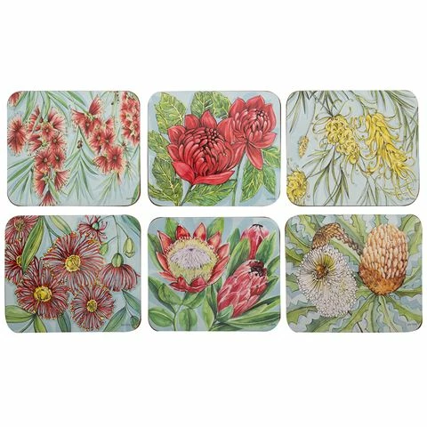 Cinnamon - Bush Blooms Coaster Set 6pce 1 Cinnamon - Bush Blooms Coaster Set 6pce