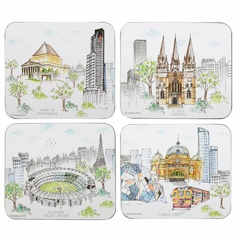 Ashdene - Cityscapes Melbourne Coaster Set 4pce 1 Ashdene - Cityscapes Melbourne Coaster Set 4pce