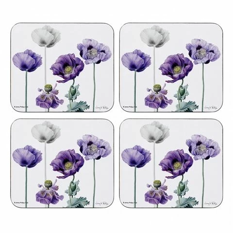 Ashdene - Purple Poppies Collection Coaster Set 4pce 1 Ashdene - Purple Poppies Collection Coaster Set 4pce