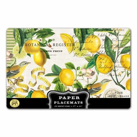 Michel Design - Lemon Basil Paper Placemat Set 25pce 1 Michel Design - Lemon Basil Paper Placemat Set 25pce
