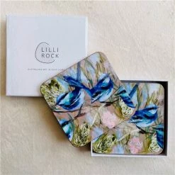 Lilli Rock - Coaster Vibrant Wrens & Spring Banksia Set 4pce