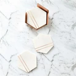 Clinq - Copper & Marble Coaster Set 4pce