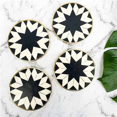 Clinq - Bone Inlay Coaster Set 4pce 1 Clinq - Bone Inlay Coaster Set 4pce