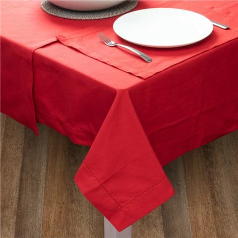 Rans - Hemstitch Tablecloth Red 150x300cm 1 Rans - Hemstitch Tablecloth Red 150x300cm