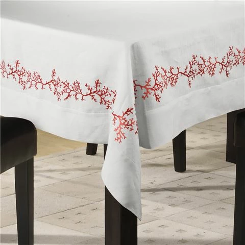 Serenk - Coral Tablecloth White & Red 155x250cm 1 Serenk - Coral Tablecloth White & Red 155x250cm