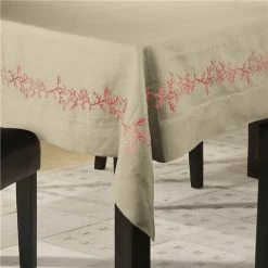 Serenk - Coral Tablecloth Natural & Orange 155x250cm