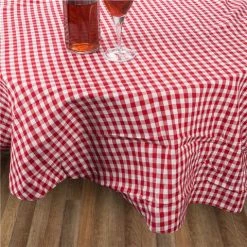 Rans - Gingham Round Tablecloth Red 180cm